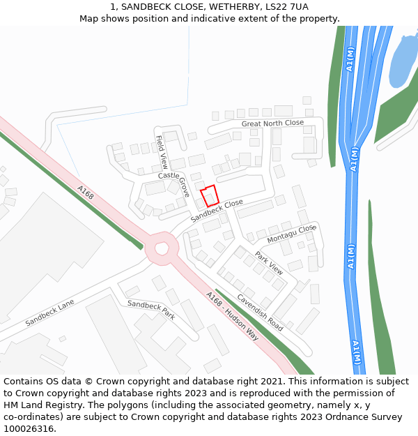1, SANDBECK CLOSE, WETHERBY, LS22 7UA: Location map and indicative extent of plot
