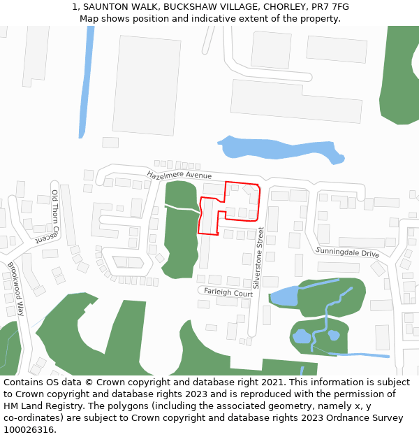 1, SAUNTON WALK, BUCKSHAW VILLAGE, CHORLEY, PR7 7FG: Location map and indicative extent of plot