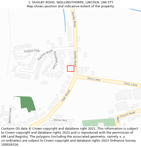 1, SAXILBY ROAD, SKELLINGTHORPE, LINCOLN, LN6 5TY: Location map and indicative extent of plot
