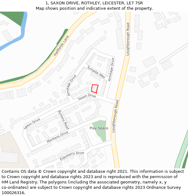 1, SAXON DRIVE, ROTHLEY, LEICESTER, LE7 7SR: Location map and indicative extent of plot