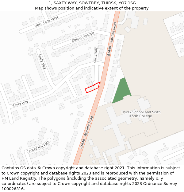 1, SAXTY WAY, SOWERBY, THIRSK, YO7 1SG: Location map and indicative extent of plot