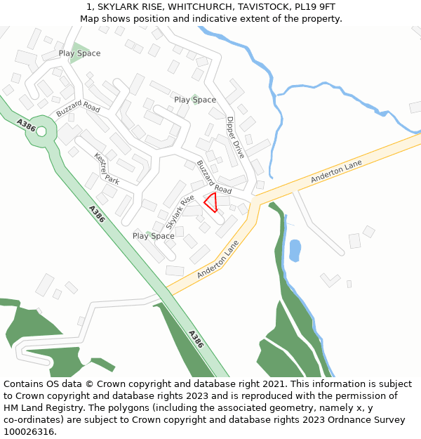 1, SKYLARK RISE, WHITCHURCH, TAVISTOCK, PL19 9FT: Location map and indicative extent of plot