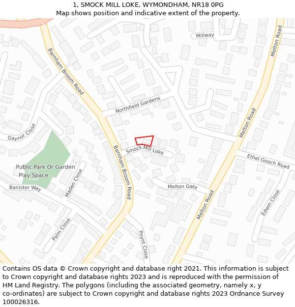 1, SMOCK MILL LOKE, WYMONDHAM, NR18 0PG: Location map and indicative extent of plot