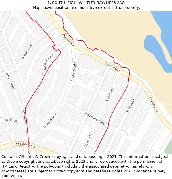 1, SOUTHLEIGH, WHITLEY BAY, NE26 2AQ: Location map and indicative extent of plot