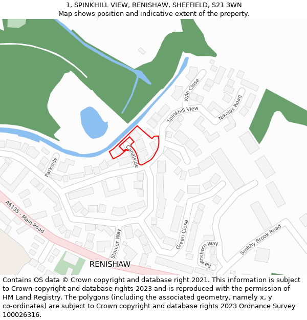 1, SPINKHILL VIEW, RENISHAW, SHEFFIELD, S21 3WN: Location map and indicative extent of plot