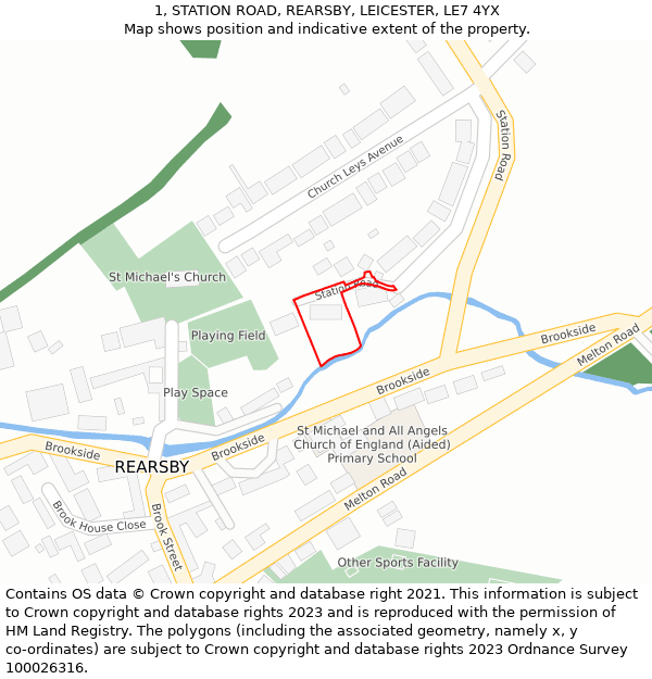 1, STATION ROAD, REARSBY, LEICESTER, LE7 4YX: Location map and indicative extent of plot