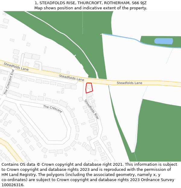 1, STEADFOLDS RISE, THURCROFT, ROTHERHAM, S66 9JZ: Location map and indicative extent of plot