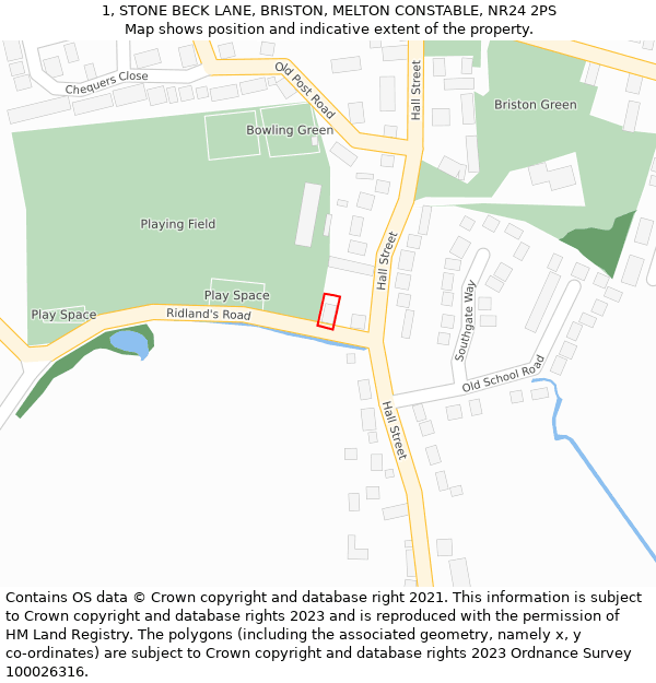 1, STONE BECK LANE, BRISTON, MELTON CONSTABLE, NR24 2PS: Location map and indicative extent of plot