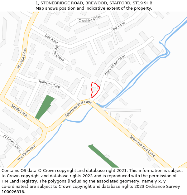 1, STONEBRIDGE ROAD, BREWOOD, STAFFORD, ST19 9HB: Location map and indicative extent of plot