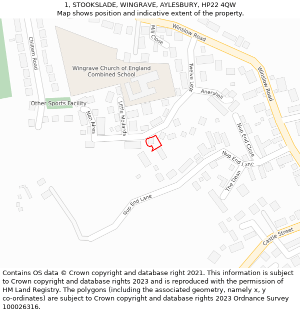 1, STOOKSLADE, WINGRAVE, AYLESBURY, HP22 4QW: Location map and indicative extent of plot