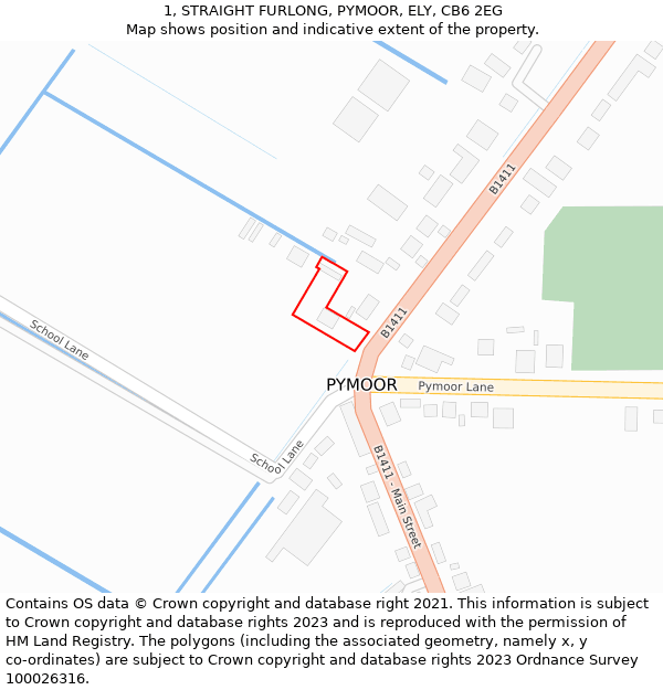 1, STRAIGHT FURLONG, PYMOOR, ELY, CB6 2EG: Location map and indicative extent of plot