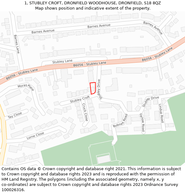 1, STUBLEY CROFT, DRONFIELD WOODHOUSE, DRONFIELD, S18 8QZ: Location map and indicative extent of plot