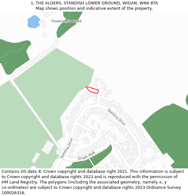 1, THE ALDERS, STANDISH LOWER GROUND, WIGAN, WN6 8TA: Location map and indicative extent of plot