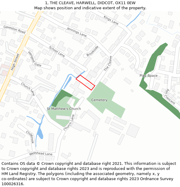 1, THE CLEAVE, HARWELL, DIDCOT, OX11 0EW: Location map and indicative extent of plot
