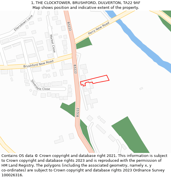 1, THE CLOCKTOWER, BRUSHFORD, DULVERTON, TA22 9AF: Location map and indicative extent of plot