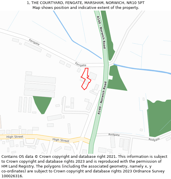 1, THE COURTYARD, FENGATE, MARSHAM, NORWICH, NR10 5PT: Location map and indicative extent of plot