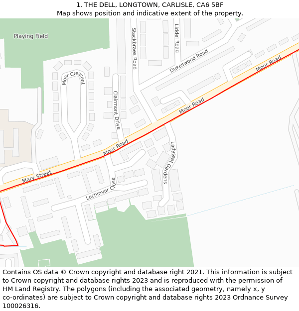 1, THE DELL, LONGTOWN, CARLISLE, CA6 5BF: Location map and indicative extent of plot