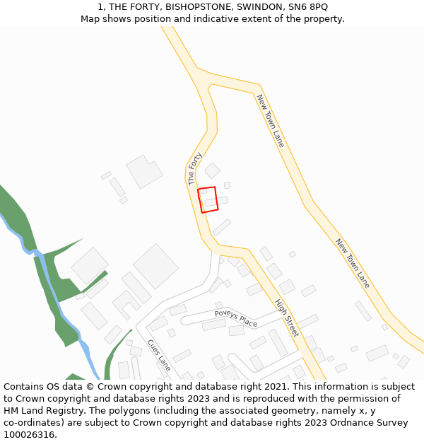 1, THE FORTY, BISHOPSTONE, SWINDON, SN6 8PQ: Location map and indicative extent of plot