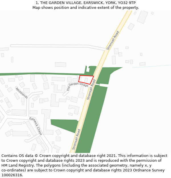 1, THE GARDEN VILLAGE, EARSWICK, YORK, YO32 9TP: Location map and indicative extent of plot