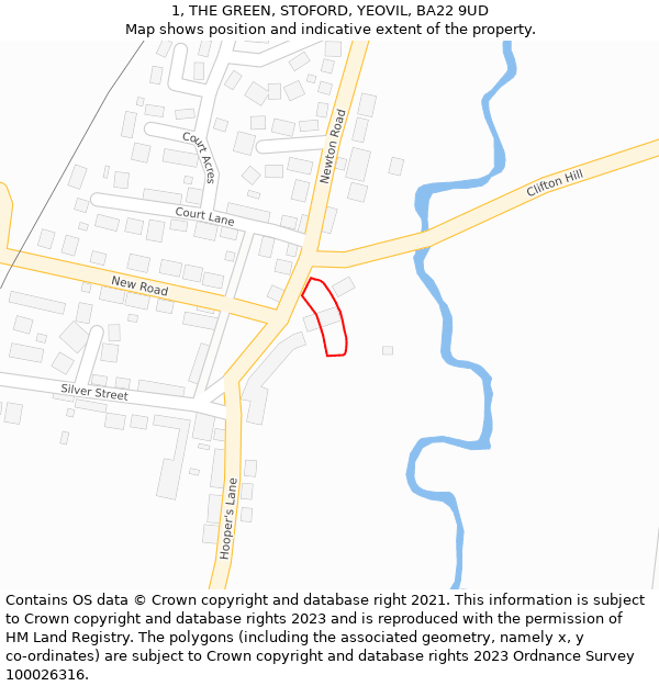 1, THE GREEN, STOFORD, YEOVIL, BA22 9UD: Location map and indicative extent of plot