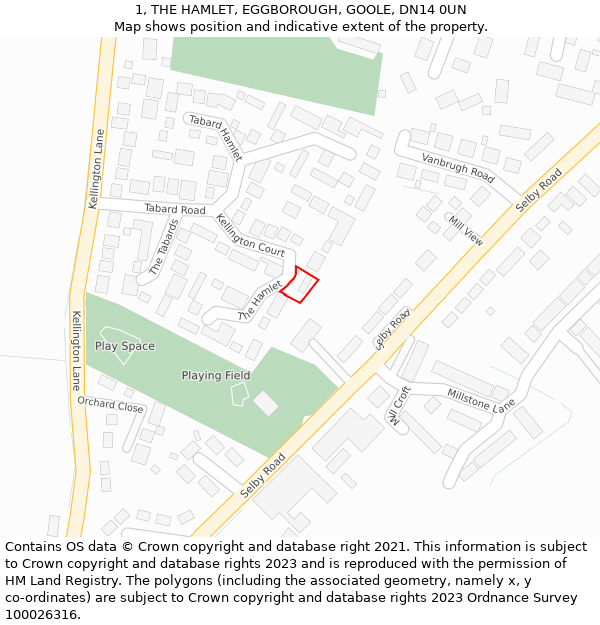 1, THE HAMLET, EGGBOROUGH, GOOLE, DN14 0UN: Location map and indicative extent of plot