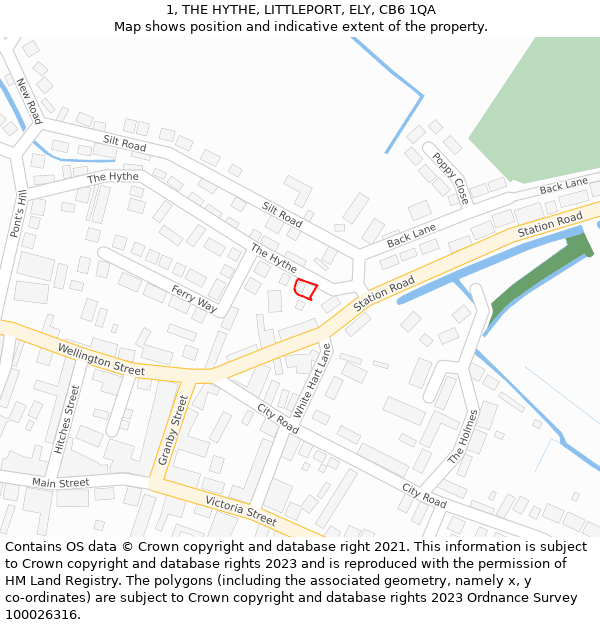 1, THE HYTHE, LITTLEPORT, ELY, CB6 1QA: Location map and indicative extent of plot