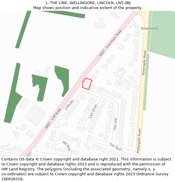 1, THE LINK, WELLINGORE, LINCOLN, LN5 0BJ: Location map and indicative extent of plot