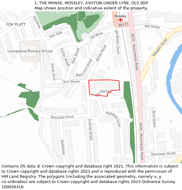 1, THE MANSE, MOSSLEY, ASHTON-UNDER-LYNE, OL5 0DP: Location map and indicative extent of plot