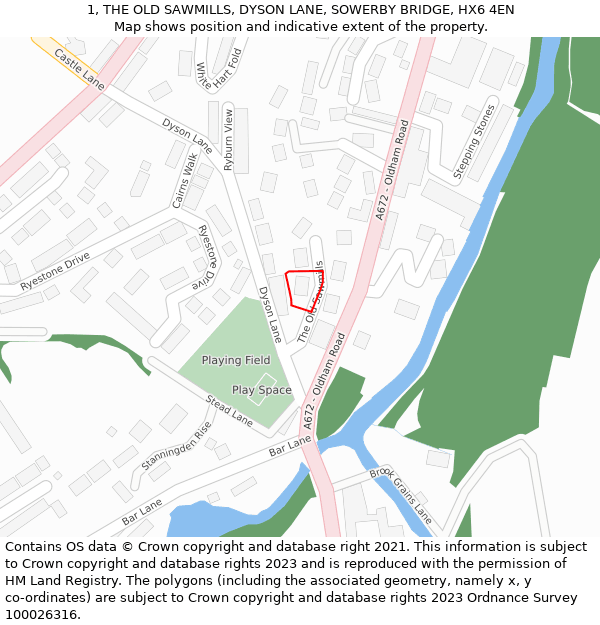 1, THE OLD SAWMILLS, DYSON LANE, SOWERBY BRIDGE, HX6 4EN: Location map and indicative extent of plot
