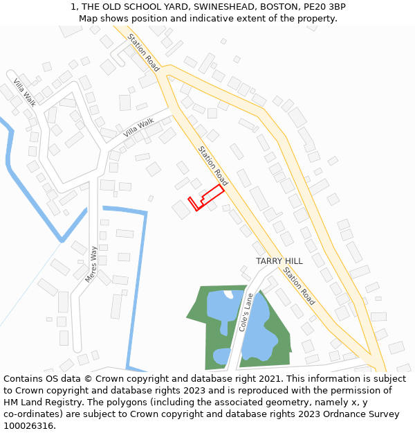 1, THE OLD SCHOOL YARD, SWINESHEAD, BOSTON, PE20 3BP: Location map and indicative extent of plot