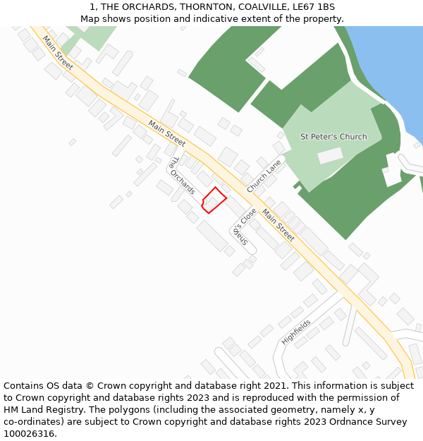 1, THE ORCHARDS, THORNTON, COALVILLE, LE67 1BS: Location map and indicative extent of plot