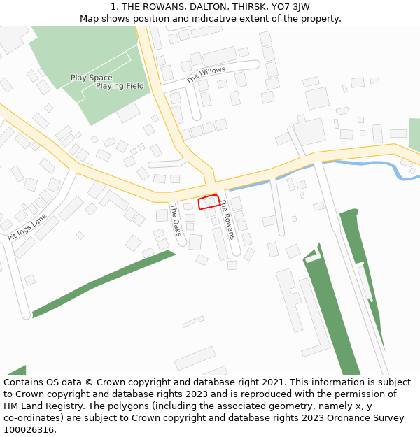 1, THE ROWANS, DALTON, THIRSK, YO7 3JW: Location map and indicative extent of plot