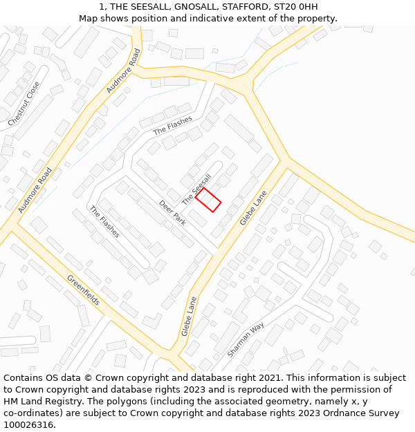 1, THE SEESALL, GNOSALL, STAFFORD, ST20 0HH: Location map and indicative extent of plot