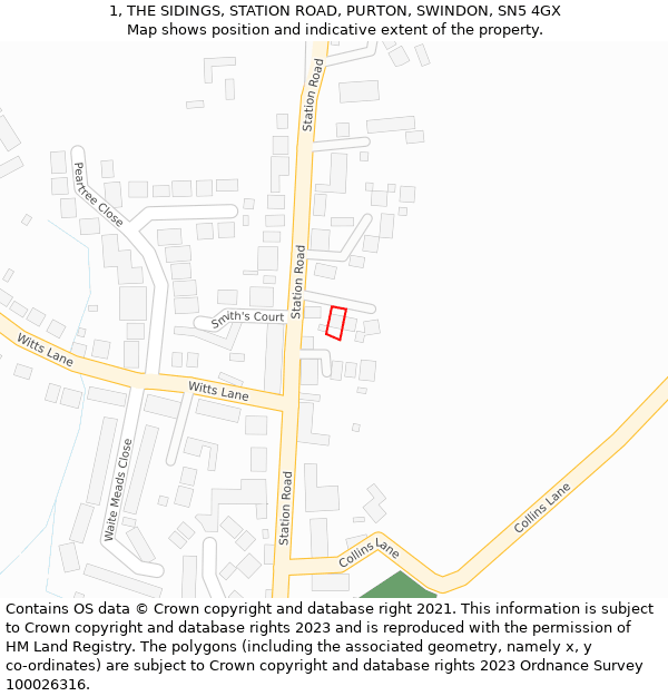 1, THE SIDINGS, STATION ROAD, PURTON, SWINDON, SN5 4GX: Location map and indicative extent of plot