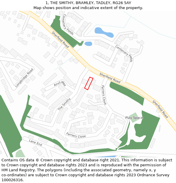 1, THE SMITHY, BRAMLEY, TADLEY, RG26 5AY: Location map and indicative extent of plot