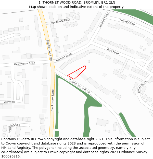 1, THORNET WOOD ROAD, BROMLEY, BR1 2LN: Location map and indicative extent of plot