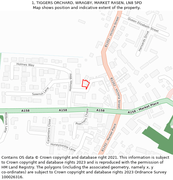 1, TIGGERS ORCHARD, WRAGBY, MARKET RASEN, LN8 5PD: Location map and indicative extent of plot