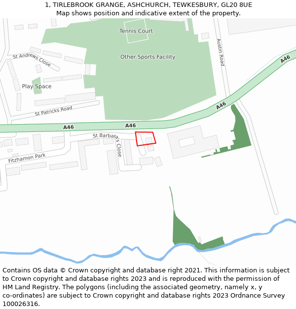 1, TIRLEBROOK GRANGE, ASHCHURCH, TEWKESBURY, GL20 8UE: Location map and indicative extent of plot