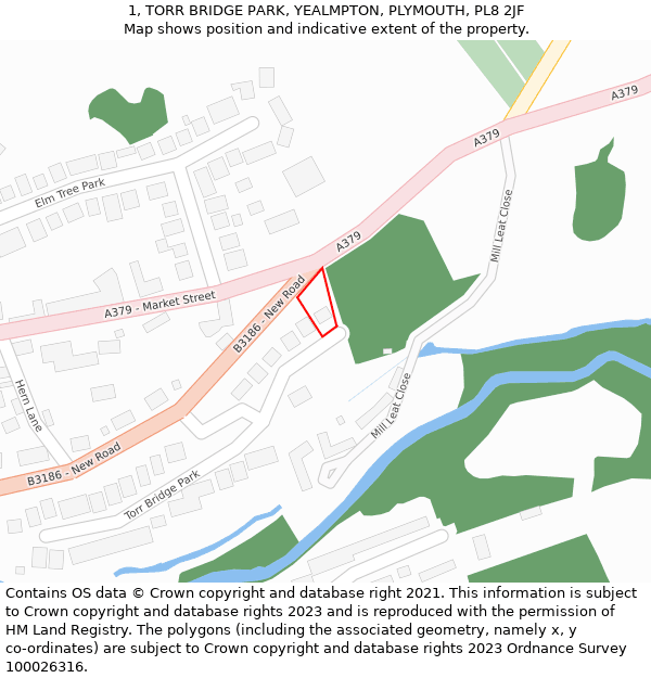 1, TORR BRIDGE PARK, YEALMPTON, PLYMOUTH, PL8 2JF: Location map and indicative extent of plot