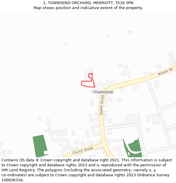 1, TOWNSEND ORCHARD, MERRIOTT, TA16 5PN: Location map and indicative extent of plot