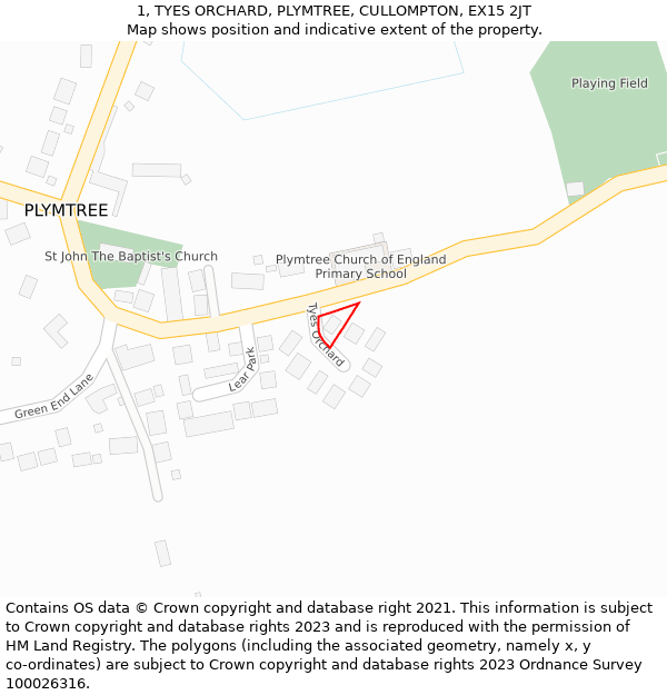 1, TYES ORCHARD, PLYMTREE, CULLOMPTON, EX15 2JT: Location map and indicative extent of plot