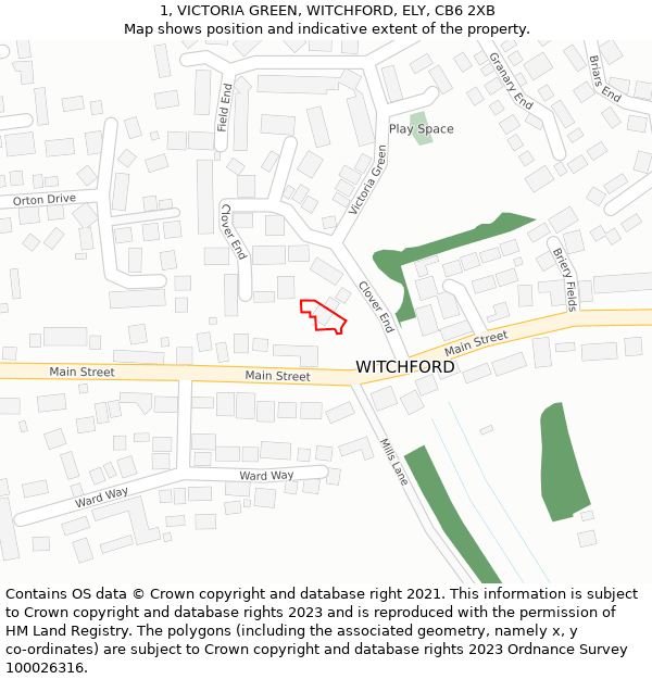 1, VICTORIA GREEN, WITCHFORD, ELY, CB6 2XB: Location map and indicative extent of plot