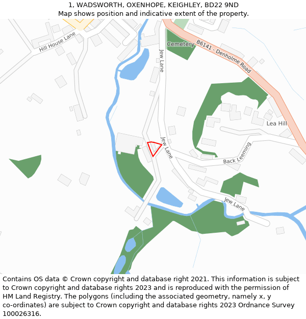 1, WADSWORTH, OXENHOPE, KEIGHLEY, BD22 9ND: Location map and indicative extent of plot