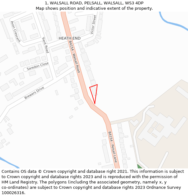 1, WALSALL ROAD, PELSALL, WALSALL, WS3 4DP: Location map and indicative extent of plot