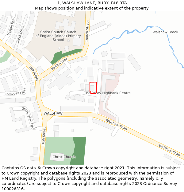 1, WALSHAW LANE, BURY, BL8 3TA: Location map and indicative extent of plot