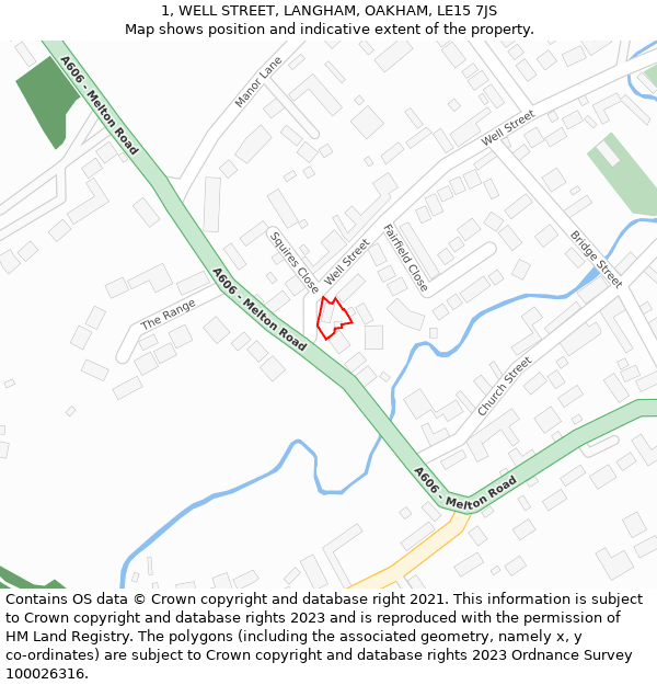 1, WELL STREET, LANGHAM, OAKHAM, LE15 7JS: Location map and indicative extent of plot