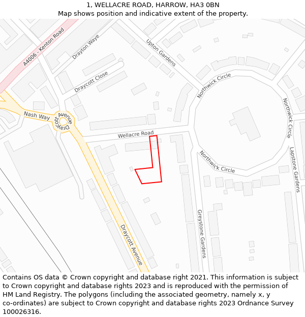 1, WELLACRE ROAD, HARROW, HA3 0BN: Location map and indicative extent of plot