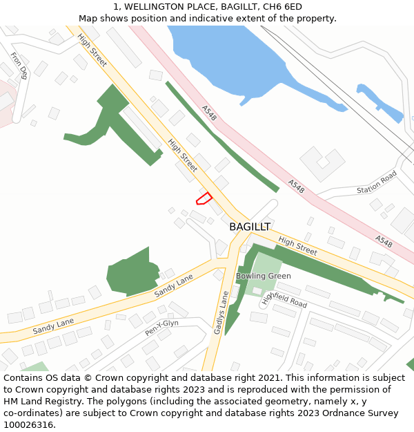 1, WELLINGTON PLACE, BAGILLT, CH6 6ED: Location map and indicative extent of plot