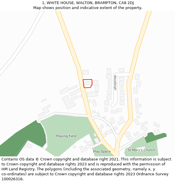 1, WHITE HOUSE, WALTON, BRAMPTON, CA8 2DJ: Location map and indicative extent of plot