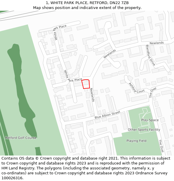 1, WHITE PARK PLACE, RETFORD, DN22 7ZB: Location map and indicative extent of plot